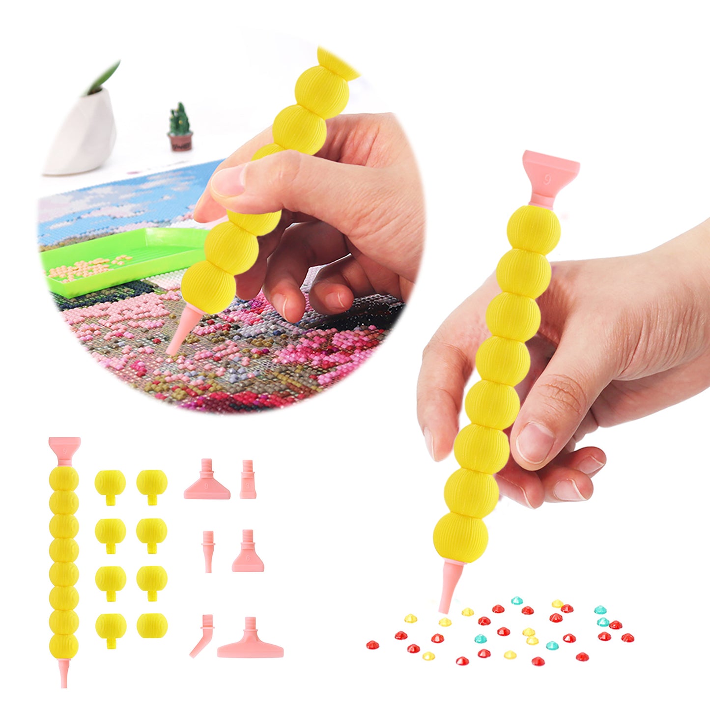 5D Diamond Painting Pen Kit Diamond Art Pen for DIY Diamond Art Tools (Yellow)