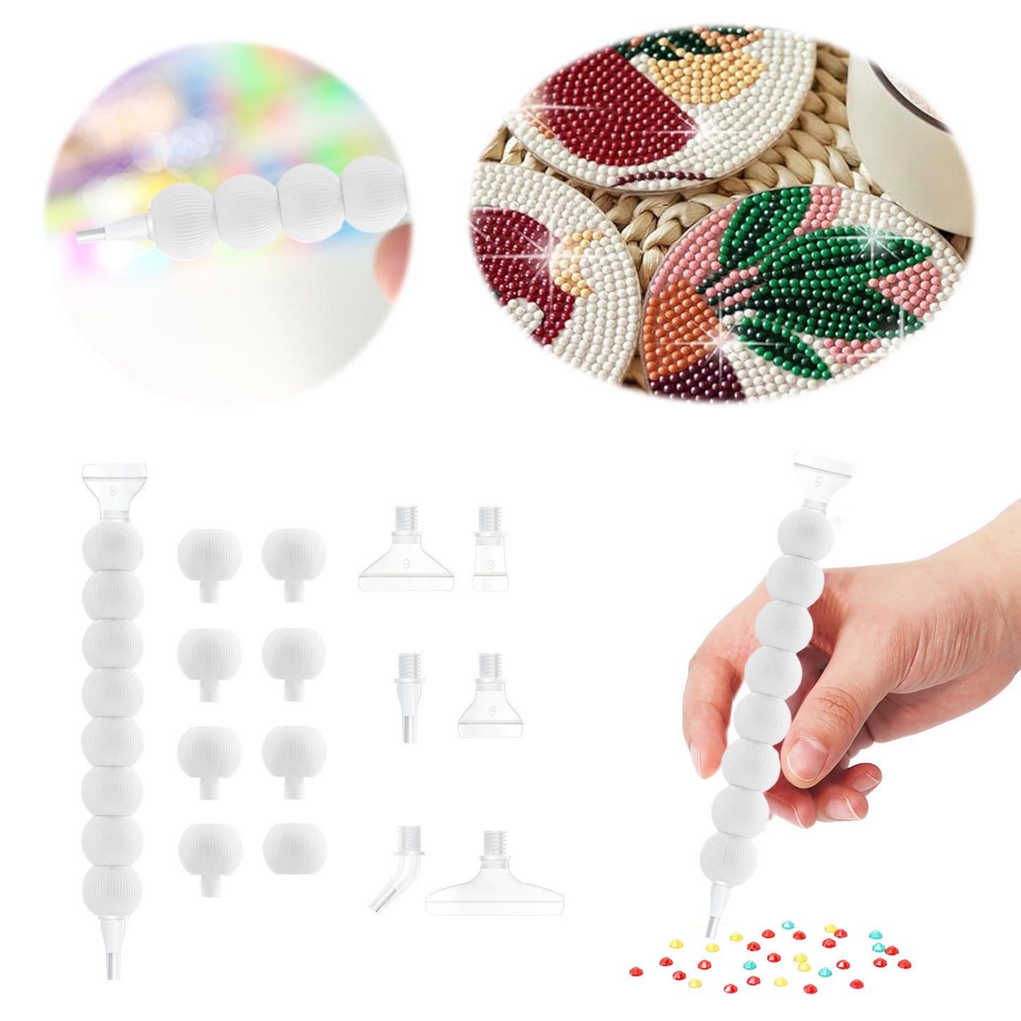 5D Diamond Painting Pen Kit Diamond Art Pen for DIY Diamond Art Tools (White)