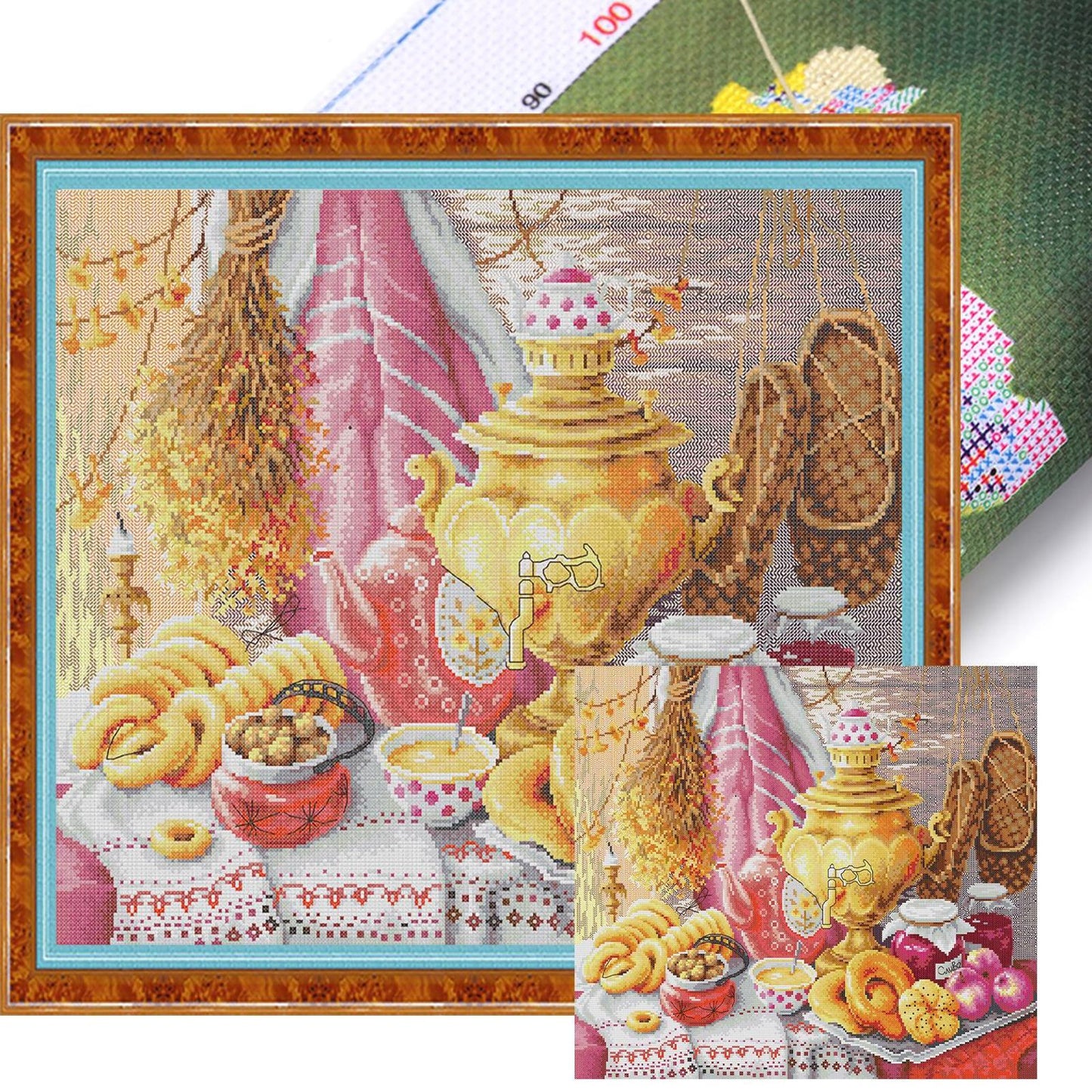 Russian Afternoon Tea - 14CT Stamped Cross Stitch 53*46CM (Joy Sunday)
