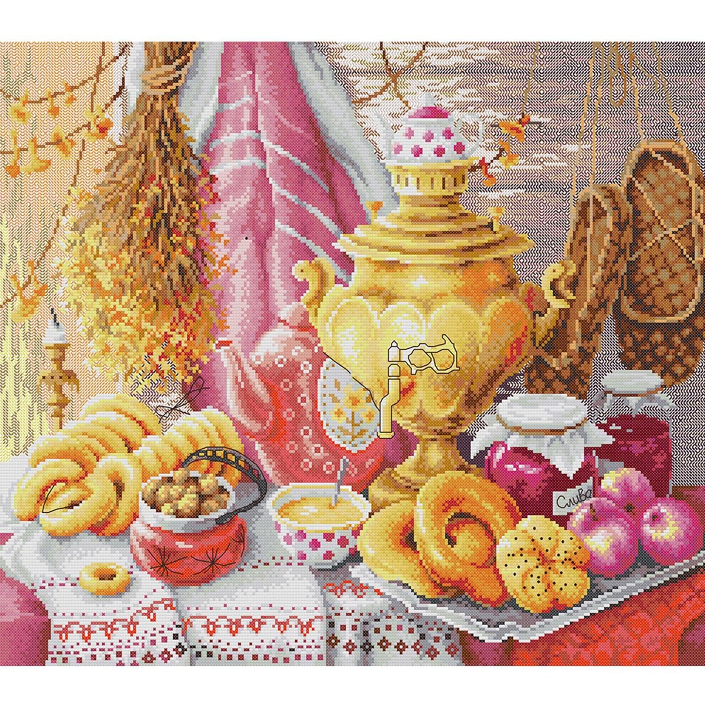Russian Afternoon Tea - 14CT Stamped Cross Stitch 53*46CM (Joy Sunday)