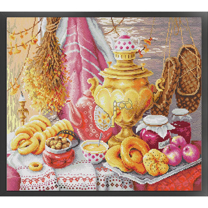 Russian Afternoon Tea - 14CT Stamped Cross Stitch 53*46CM (Joy Sunday)