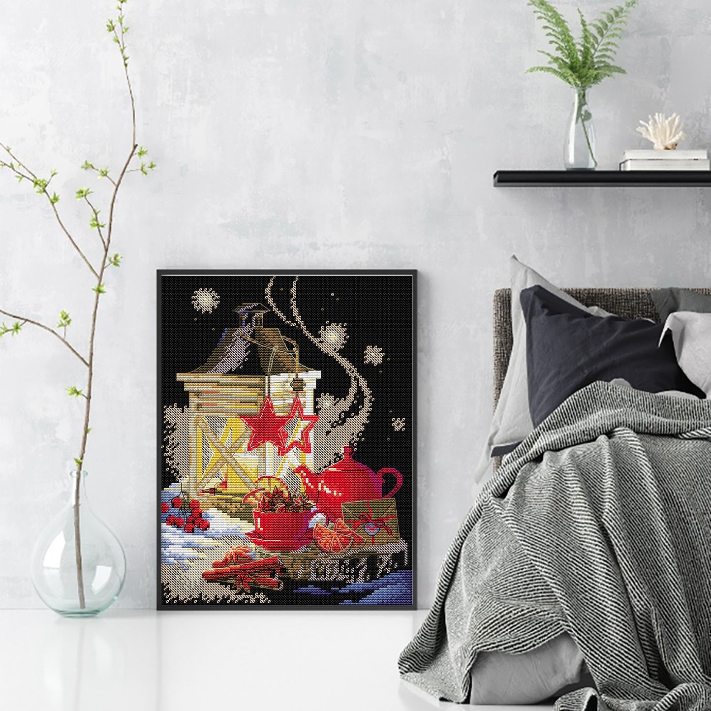 Warm Winter Night Tea - 14CT Stamped Cross Stitch 23*31CM (Joy Sunday)