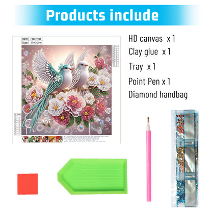 Flowers Bluebird - Special Shaped Drill Diamond Painting 30*30CM