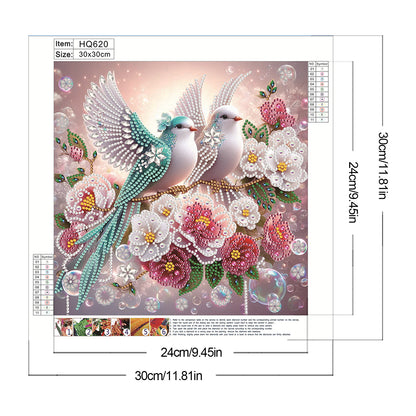 Flowers Bluebird - Special Shaped Drill Diamond Painting 30*30CM
