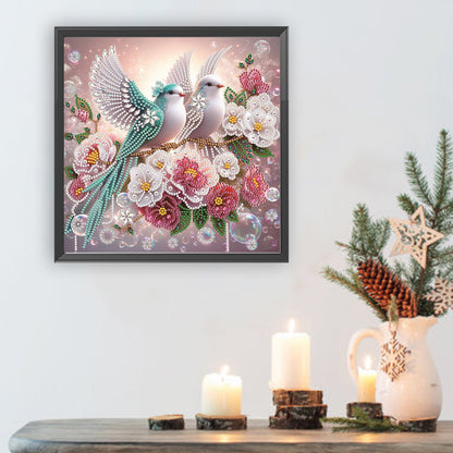 Flowers Bluebird - Special Shaped Drill Diamond Painting 30*30CM