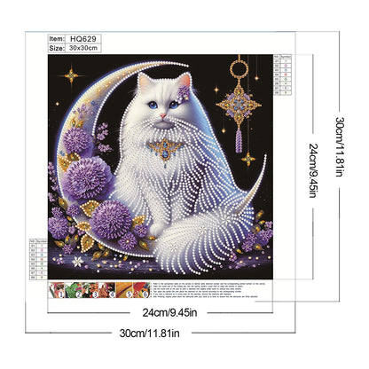 Crescent Moon Cat - Special Shaped Drill Diamond Painting 30*30CM