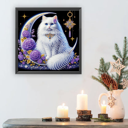 Crescent Moon Cat - Special Shaped Drill Diamond Painting 30*30CM