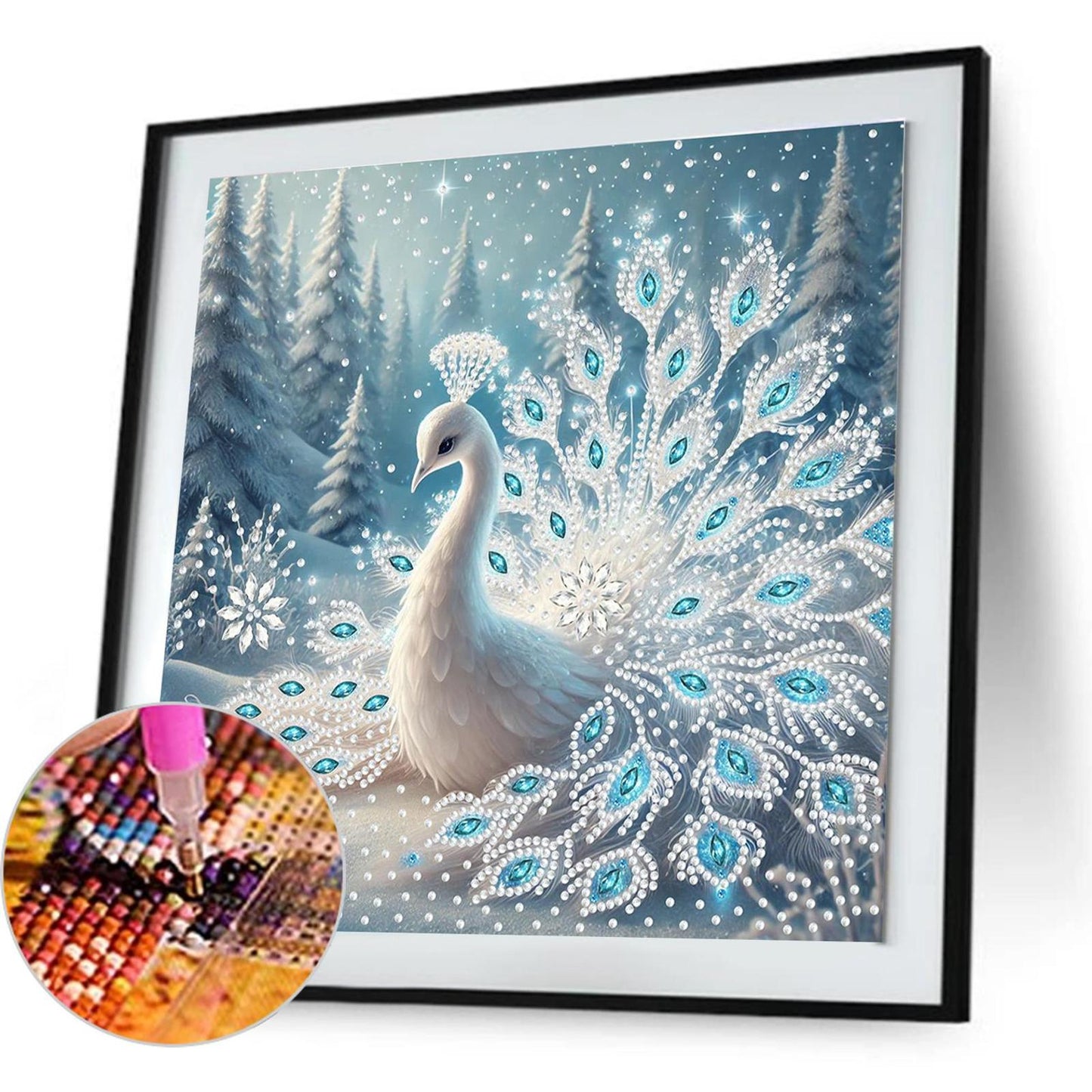 Snowy Peacock - Special Shaped Drill Diamond Painting 30*30CM
