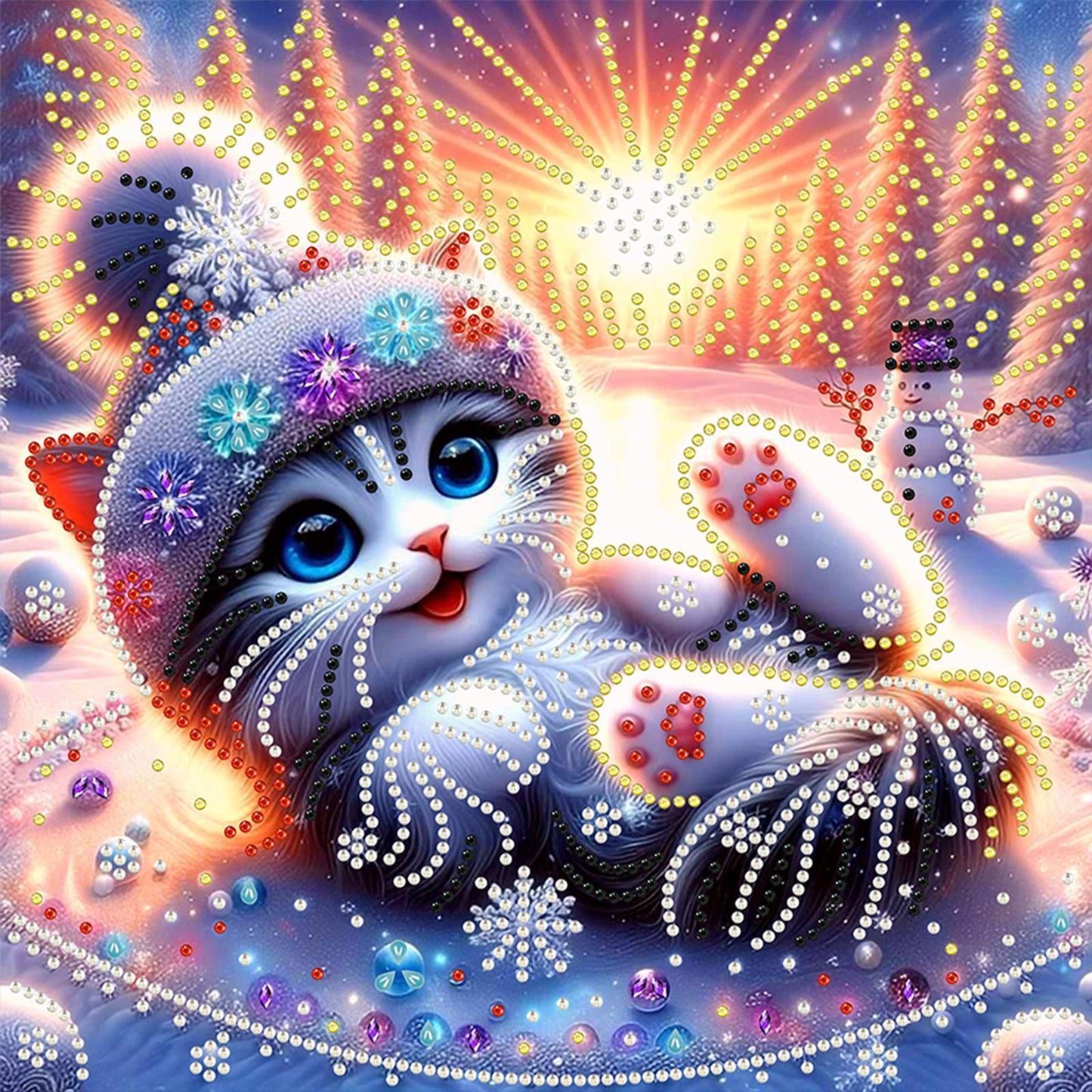 Snowy Cat - Special Shaped Drill Diamond Painting 30*30CM