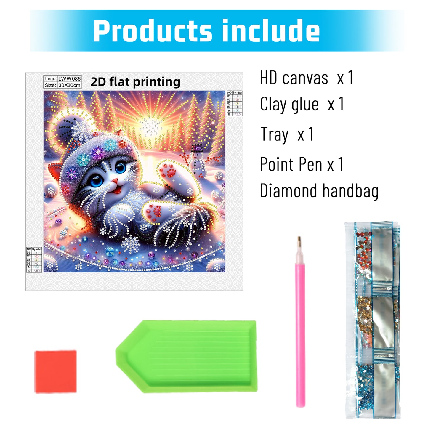 Snowy Cat - Special Shaped Drill Diamond Painting 30*30CM