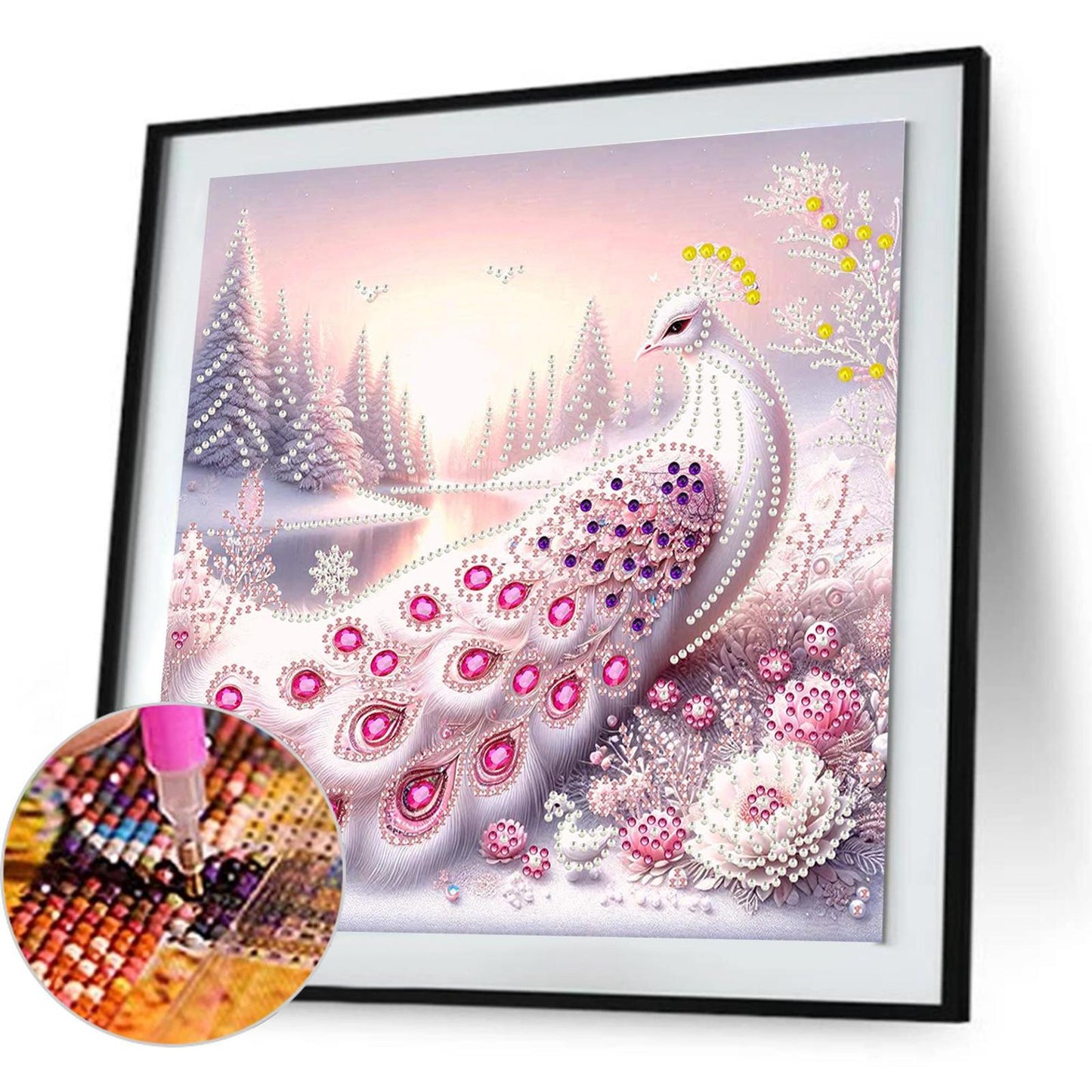 Snowy Peacock - Special Shaped Drill Diamond Painting 30*30CM