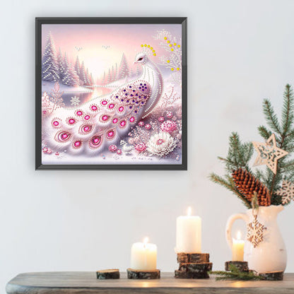 Snowy Peacock - Special Shaped Drill Diamond Painting 30*30CM