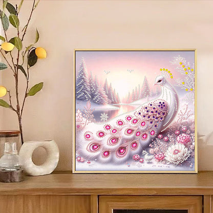 Snowy Peacock - Special Shaped Drill Diamond Painting 30*30CM