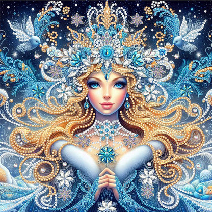 Enchanting Snowy Woman - Special Shaped Drill Diamond Painting 30*30CM