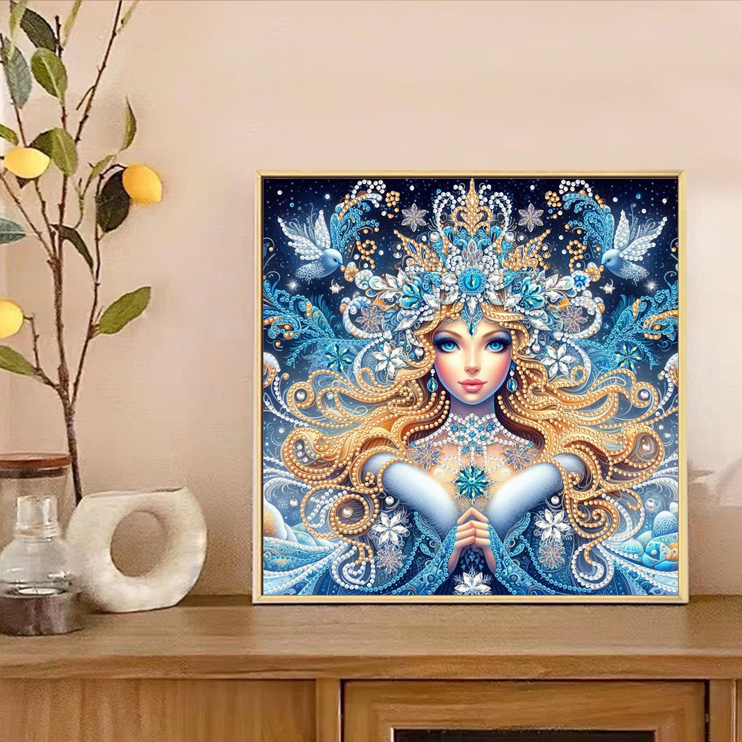 Enchanting Snowy Woman - Special Shaped Drill Diamond Painting 30*30CM