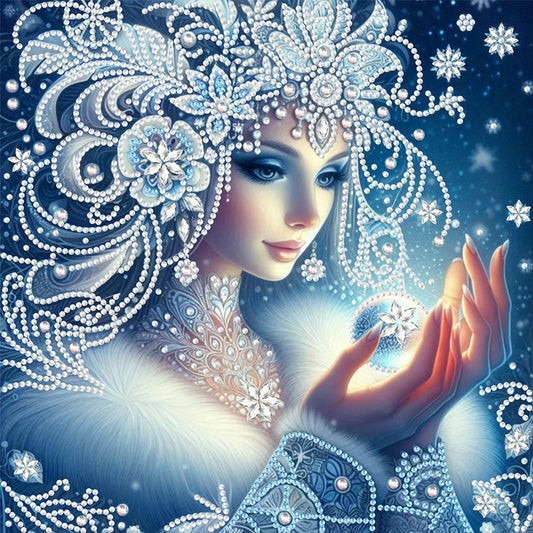 Enchanting Snowy Woman - Special Shaped Drill Diamond Painting 30*30CM