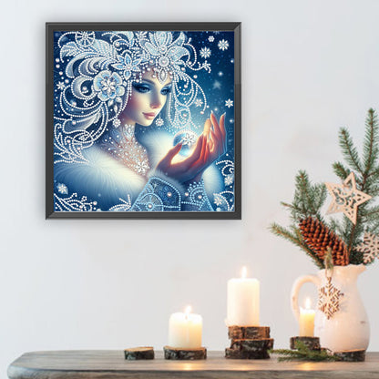 Enchanting Snowy Woman - Special Shaped Drill Diamond Painting 30*30CM