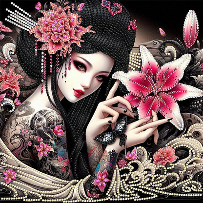 Enchanting Geisha Woman - Special Shaped Drill Diamond Painting 30*30CM