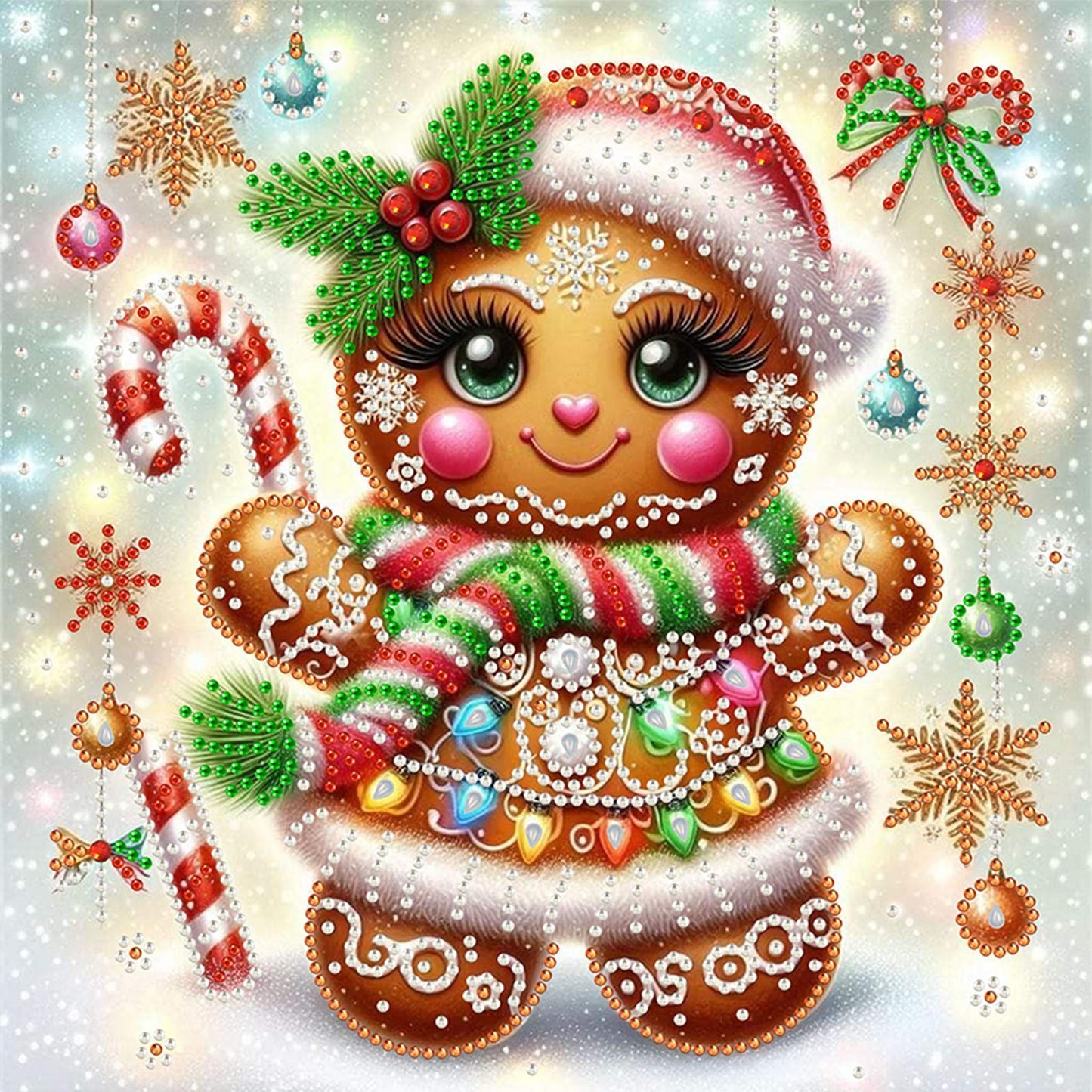 Snowy Gingerbread Man - Special Shaped Drill Diamond Painting 30*30CM