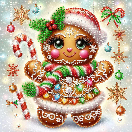 Snowy Gingerbread Man - Special Shaped Drill Diamond Painting 30*30CM
