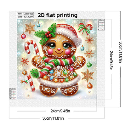 Snowy Gingerbread Man - Special Shaped Drill Diamond Painting 30*30CM