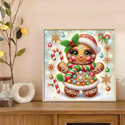 Snowy Gingerbread Man - Special Shaped Drill Diamond Painting 30*30CM