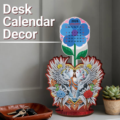 2026-2027 Jesus Wooden DIY 5D Diamond Painting Calendar for Home Office Decor