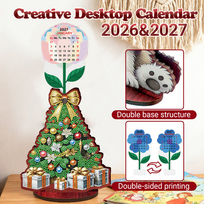 2026-2027 Christmas Tree Wooden DIY 5D Diamond Painting Calendar for Home Decor