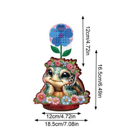 2026-2027 Turtle Wooden DIY 5D Diamond Painting Calendar for Home Office Decor