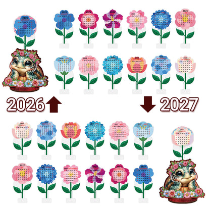 2026-2027 Turtle Wooden DIY 5D Diamond Painting Calendar for Home Office Decor