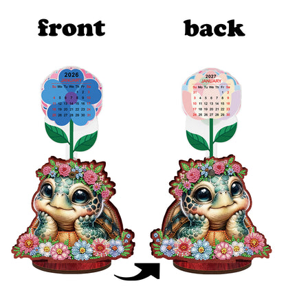 2026-2027 Turtle Wooden DIY 5D Diamond Painting Calendar for Home Office Decor