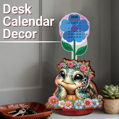 2026-2027 Turtle Wooden DIY 5D Diamond Painting Calendar for Home Office Decor