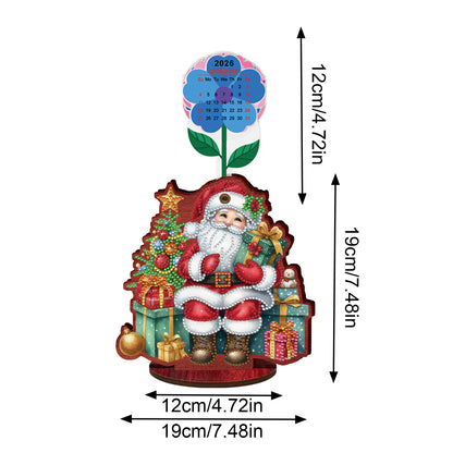 2026-2027 Santa Claus Wooden DIY 5D Diamond Painting Calendar for Home Decor