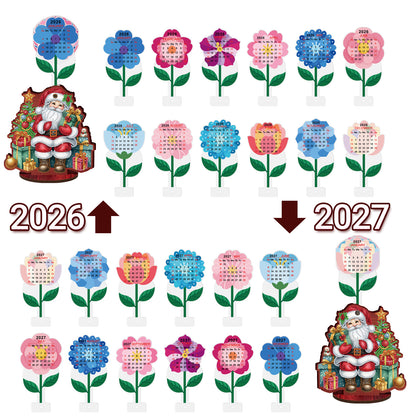 2026-2027 Santa Claus Wooden DIY 5D Diamond Painting Calendar for Home Decor