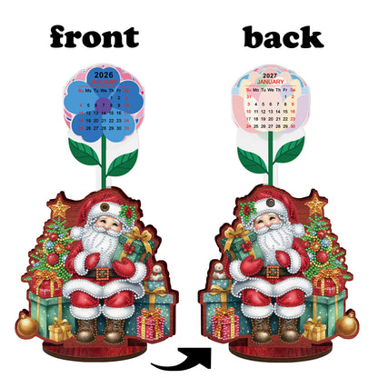 2026-2027 Santa Claus Wooden DIY 5D Diamond Painting Calendar for Home Decor