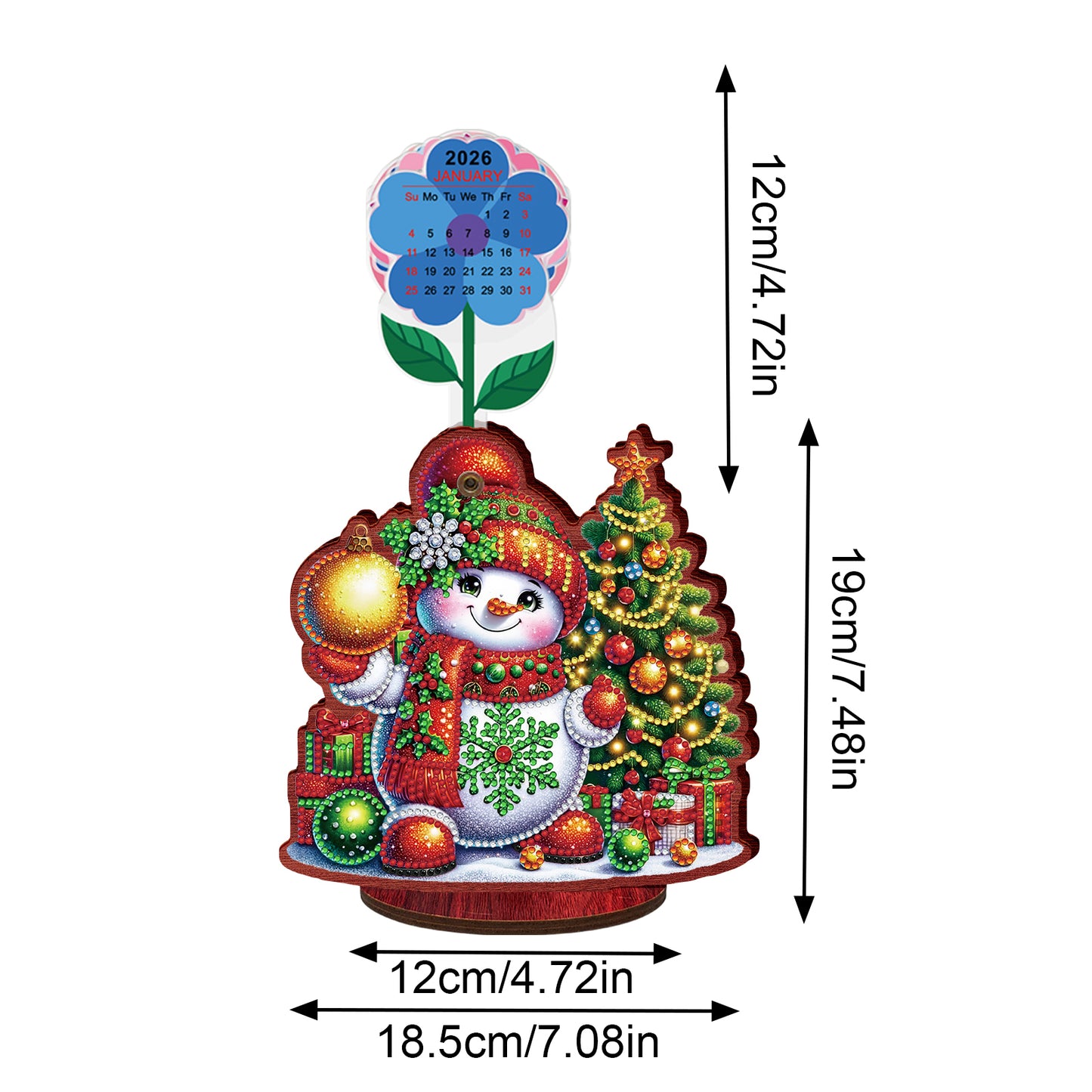 2026-2027 Snowman Wooden DIY 5D Diamond Painting Calendar for Home Office Decor