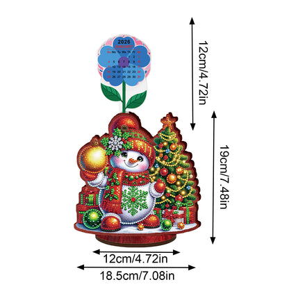 2026-2027 Snowman Wooden DIY 5D Diamond Painting Calendar for Home Office Decor