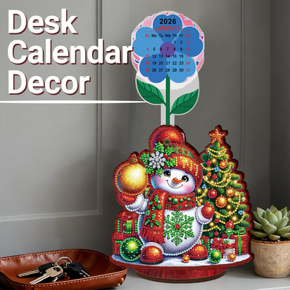 2026-2027 Snowman Wooden DIY 5D Diamond Painting Calendar for Home Office Decor