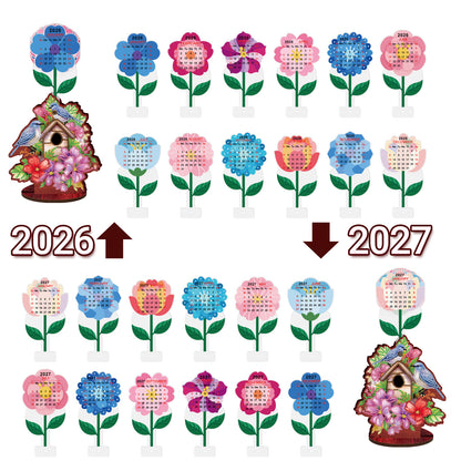 2026-2027 Birdcage Wooden DIY 5D Diamond Painting Calendar for Home Office Decor