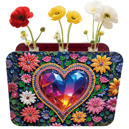 Gem Heart DIY Diamond Painting Wooden Tube Vase for Adults Gift Idea Home Decor
