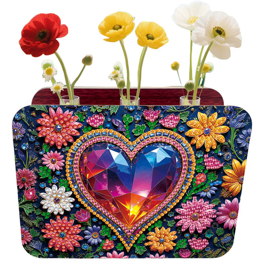 Gem Heart DIY Diamond Painting Wooden Tube Vase for Adults Gift Idea Home Decor