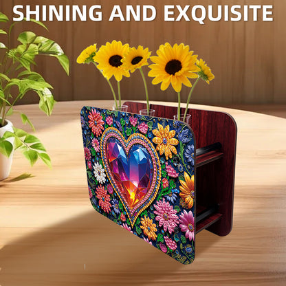 Gem Heart DIY Diamond Painting Wooden Tube Vase for Adults Gift Idea Home Decor