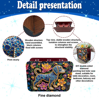 Gem Dog DIY Diamond Painting Wooden Tube Vase for Adults Gift Idea Home Decor