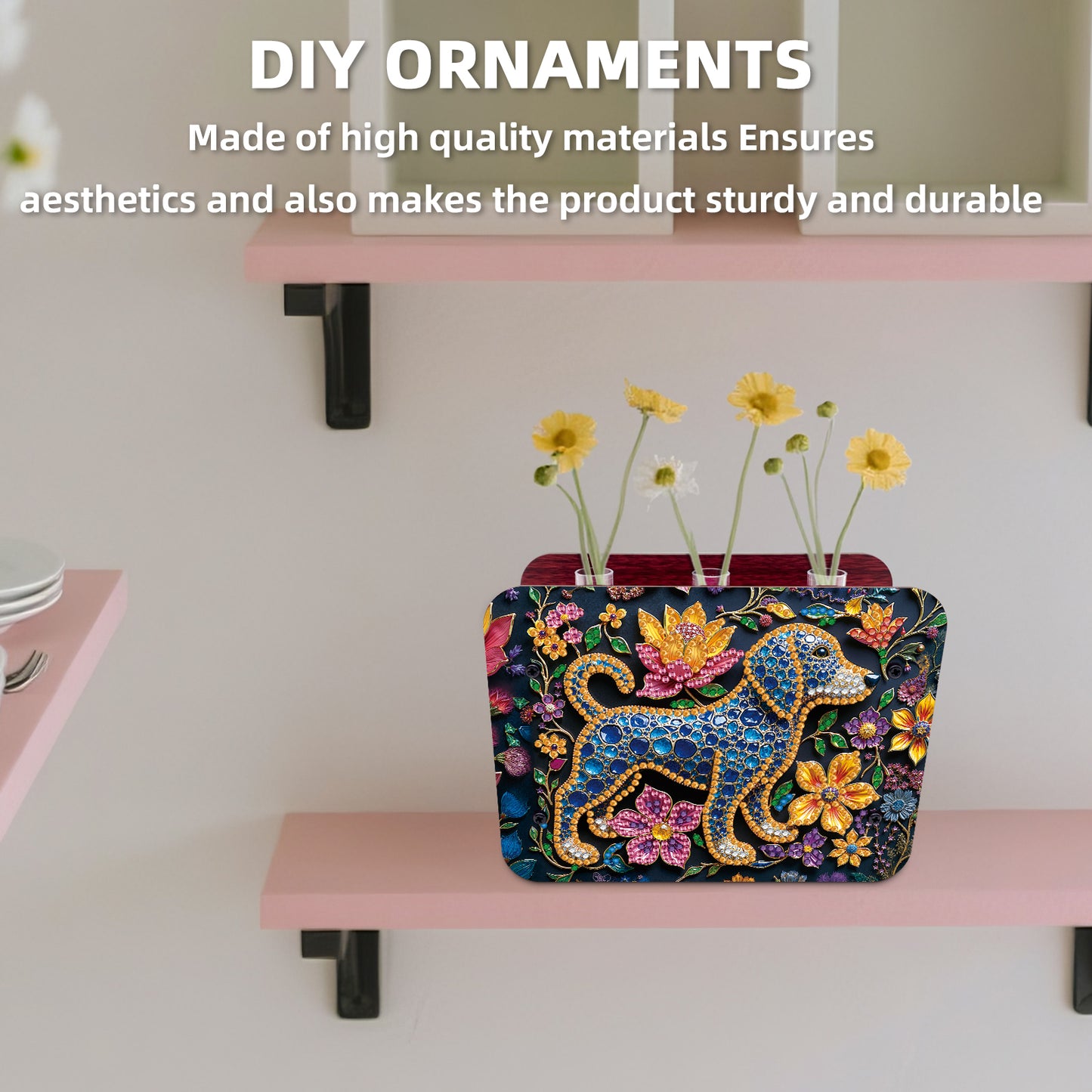 Gem Dog DIY Diamond Painting Wooden Tube Vase for Adults Gift Idea Home Decor