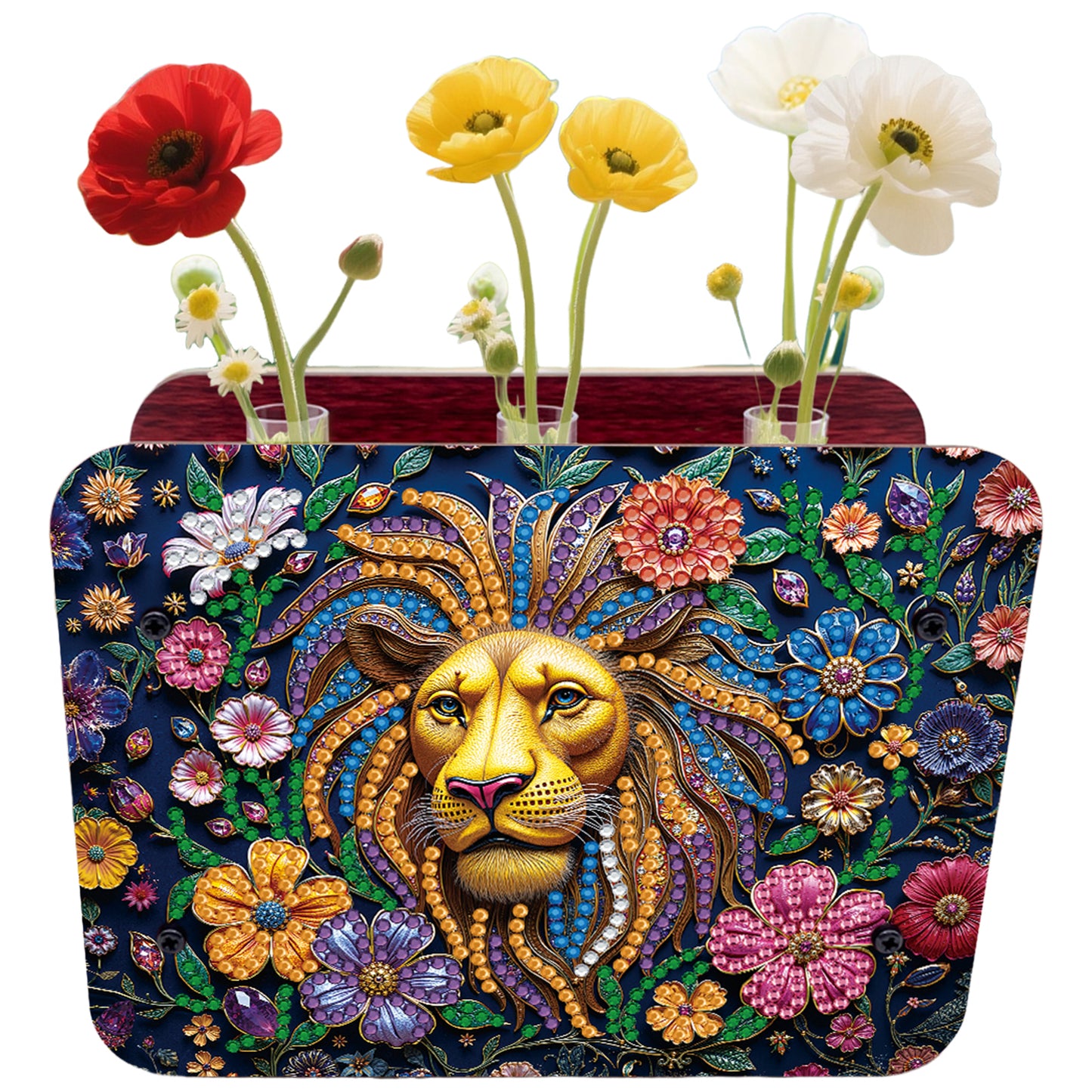 Gem Lion DIY Diamond Painting Wooden Tube Vase for Adults Gift Idea Home Decor