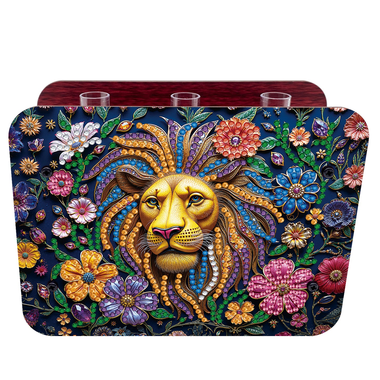 Gem Lion DIY Diamond Painting Wooden Tube Vase for Adults Gift Idea Home Decor