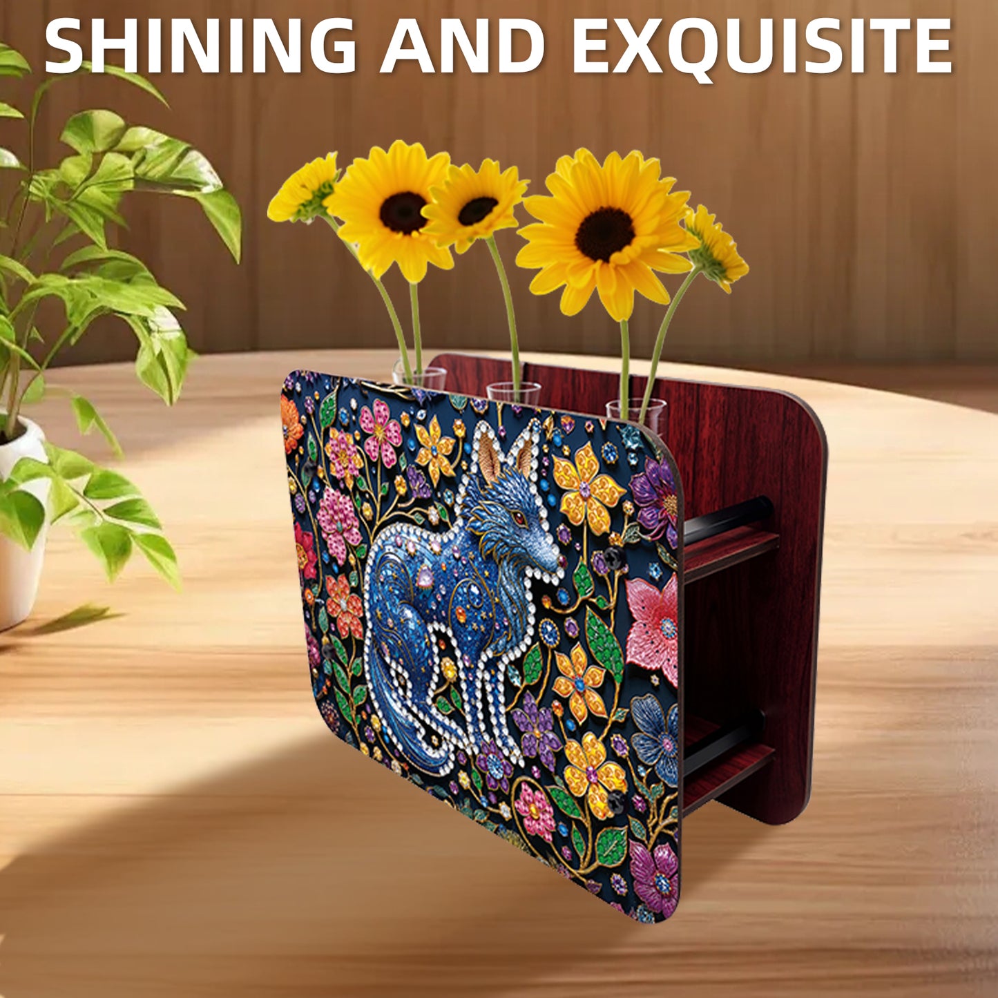 Gem Wolf DIY Diamond Painting Wooden Tube Vase for Adults Gift Idea Home Decor