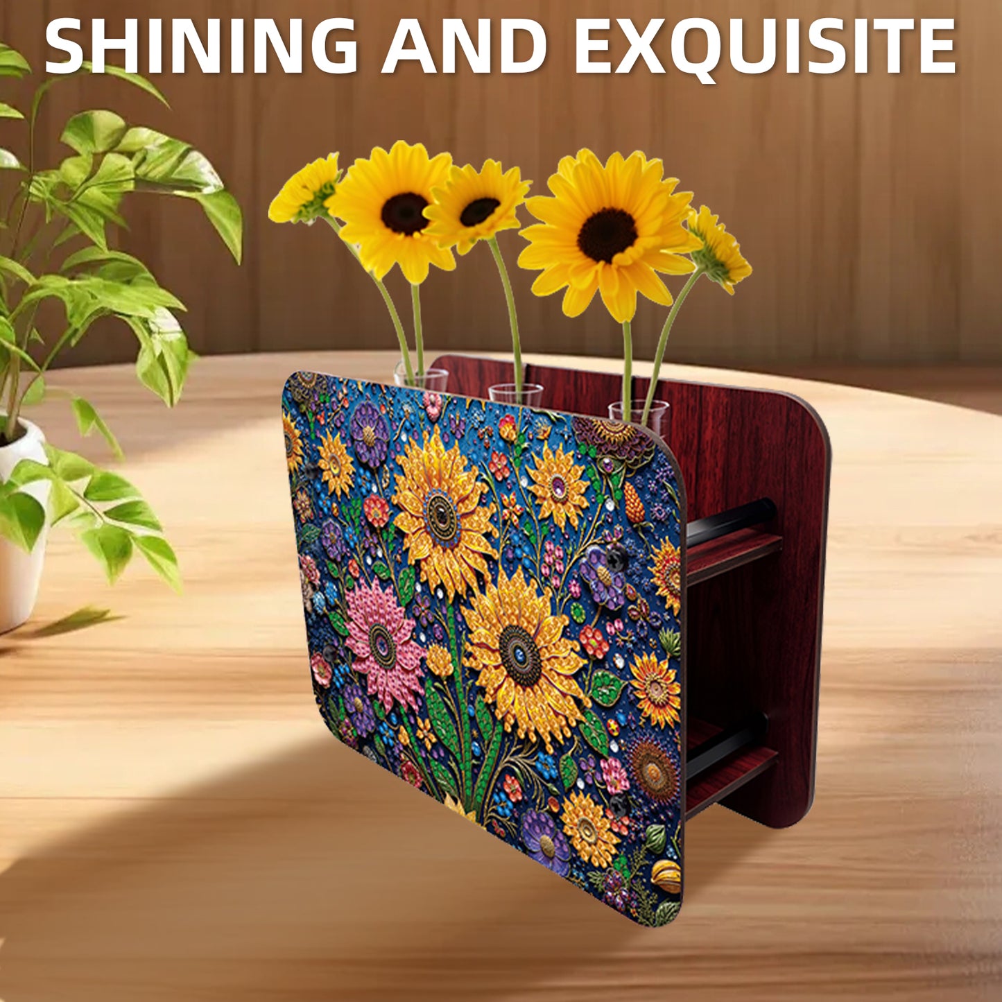 Gem Sunflower DIY Diamond Painting Wooden Tube Vase for Adults Gift Home Decor