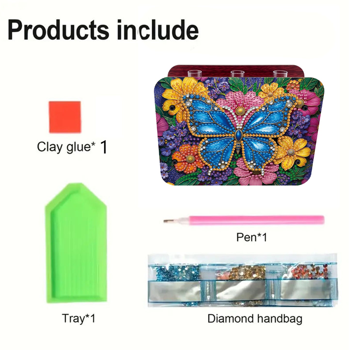 Gem Butterfly DIY Diamond Painting Wooden Tube Vase for Adults Gift Home Decor