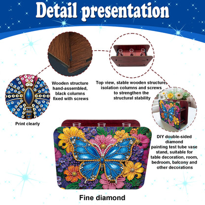 Gem Butterfly DIY Diamond Painting Wooden Tube Vase for Adults Gift Home Decor